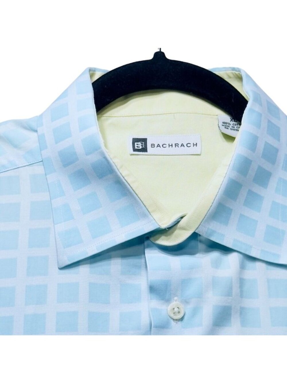 Bachrach Men's XL Light Blue Checkered Long Sleeve Button-Up Shirt - Picture 2 of 8